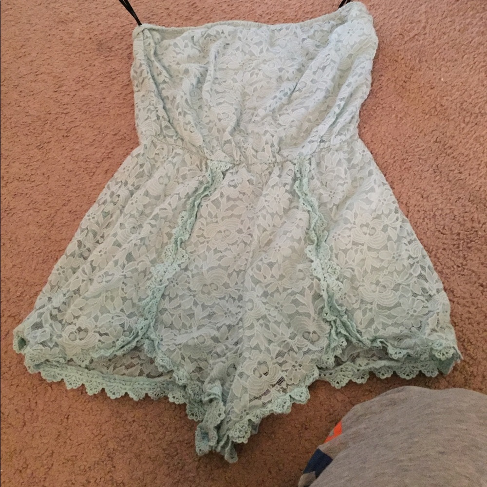 Green blue lace romper size small